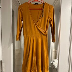 Forever 21 Mustard Long Sleeve Dress